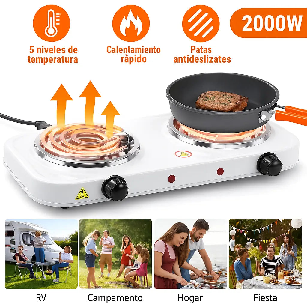 ¡COCINA SIN GAS Y SIN PREOCUPACIONES! ESTUFA ELÉCTRICA DE 2 PUESTOS
